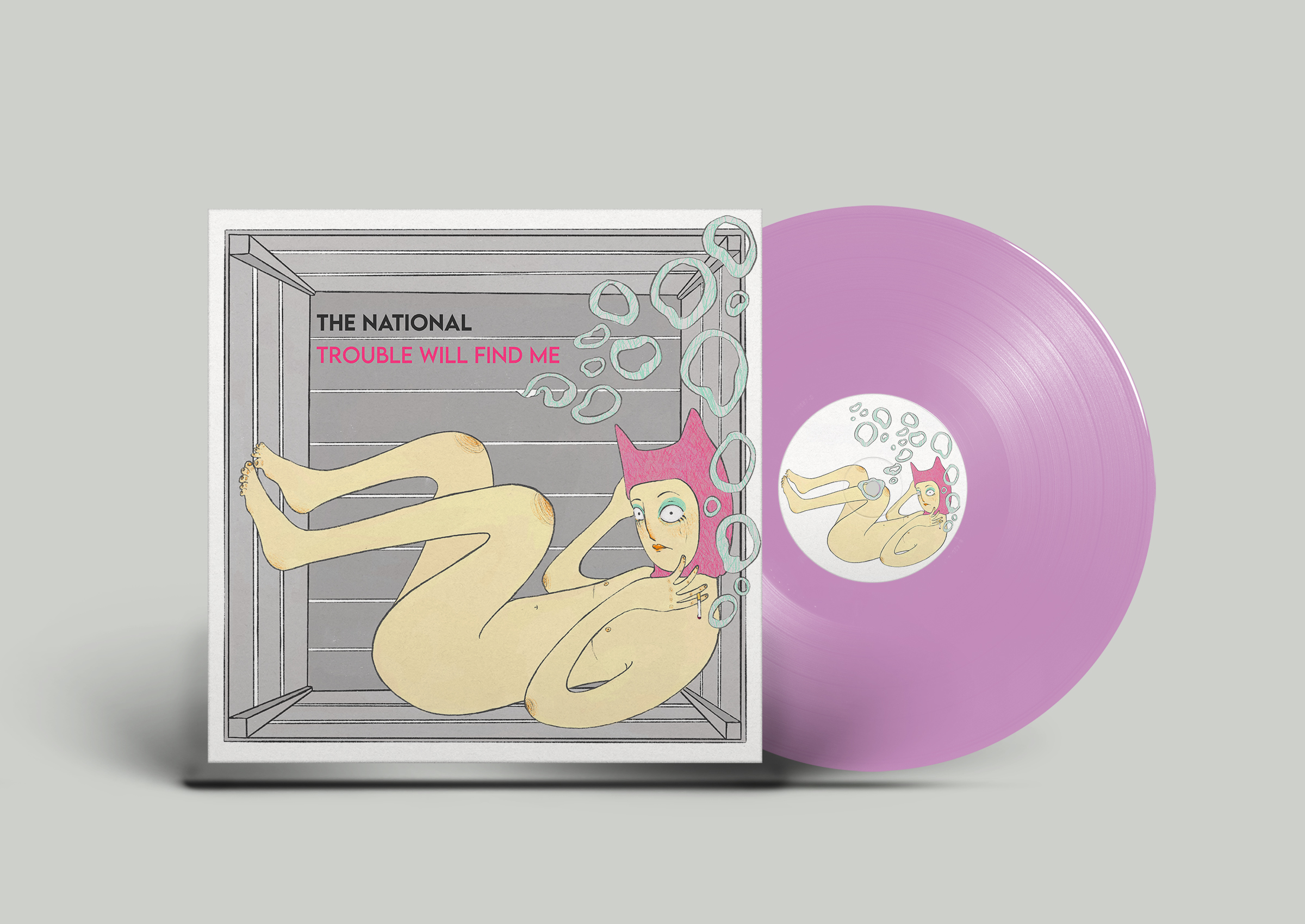 Progetto personale che reimmagina la copertina di Trouble Will Find Me dei The National — fronte e retro della busta, più l'etichetta del vinile. Non ufficiale, senza alcun legame con la band: solo un esercizio di design, nato dall'amore per l'album.